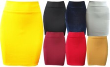 NEW WOMENS /GIRLS HIGH QULITY SCUBA CREPE CHIGH WAIST MINI SKIRT SIZE 4 to 24