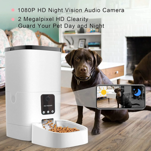 Pet Feeder 6L.,Cats Dogs Automatic Wi-Fi Camera Audio App W/Night Vision