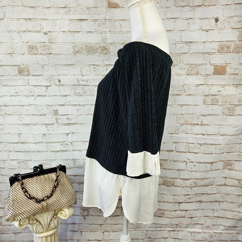 Maglione a costine Maurices taglia L verde scuro look a strati spalle scoperte nuovo con etichette 3/4 Slv. - Foto 4 di 12
