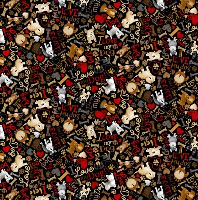 Tela de algodón BTHY Happiness Has Paws I Love My Dog Forever por media yarda Foto 2 de 2
