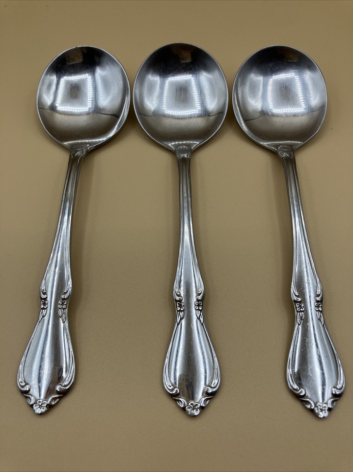 3ONEIDA Chateau Stainless Round Bowl Soup Bouillon Spoons 5 3/4" eBay