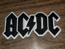 AC/DC Embroidered Patch Logo Rock  Roll Metal Music Band Black  White 4.5"