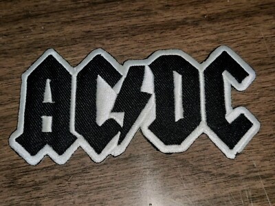 AC/DC Embroidered Patch Logo Rock & Roll Metal Music Band Black & White ...