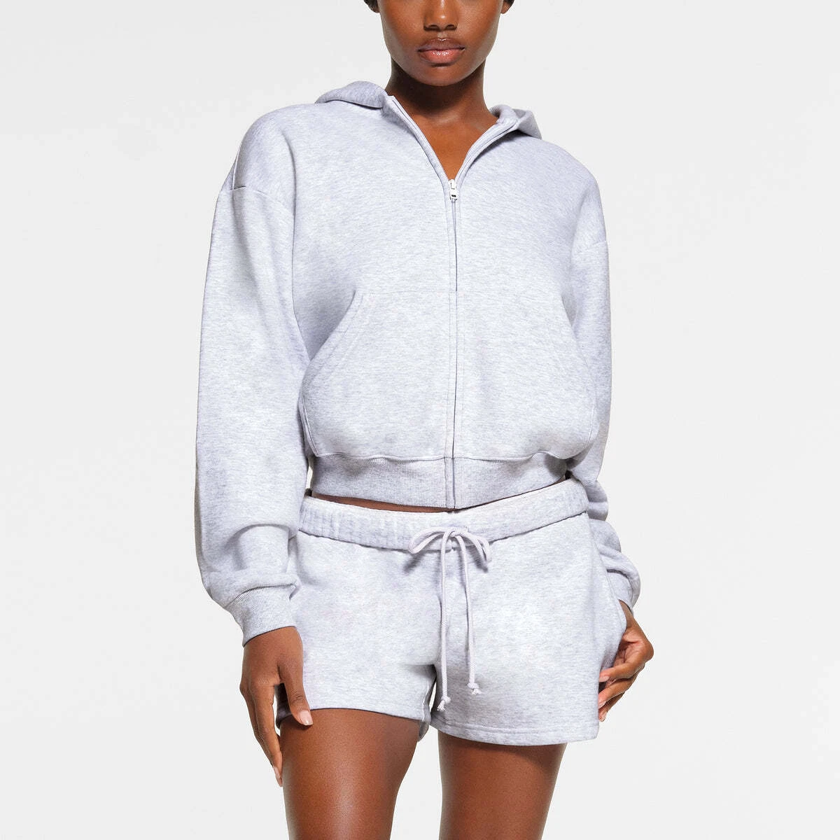 Skims by Kim Kardashian Cotton Fleece Zip Up Hoodie Heather Grey sz 4X