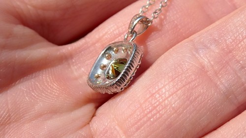 RJ Graziano Sterling Silver Brown Spinel and White CZ Halo Pendant Necklace 925 - Picture 19 of 21