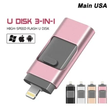 64/512GB Dual USB Memory i Flash Drive U Disk Photo Stick For iPhone iPad/PC