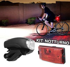 KIT FANALI BICI CITY BIKE MTB TREKKING LUCE BATTERIE FARETTO FANALINO BICICLETTA
