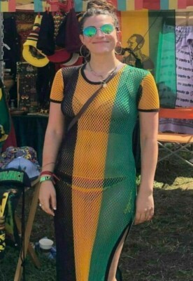 Women's Jamaican Maxi Mesh Marina Rasta Dress Net sheer Beach