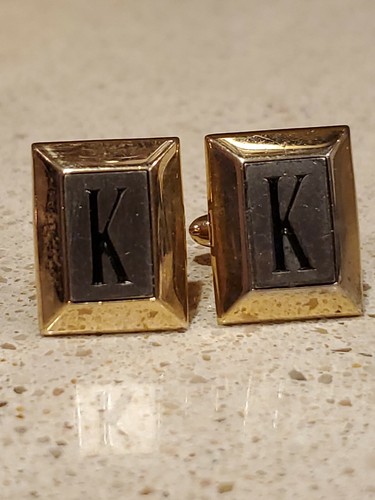 Swank Men's Letter "K" Cufflinks + Tie Bar - Picture 2 of 8