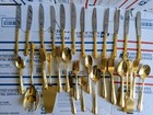 hampton silversmiths gold plated stainless flatware 82 piece serving set