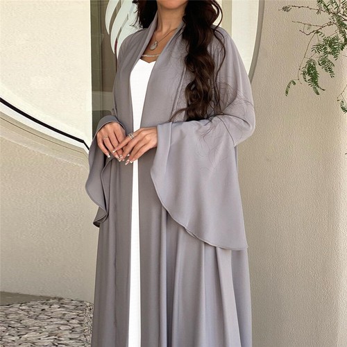 Conjunto de 2 maxi vestido cárdigan abierto Abaya Kaftan para mujer musulmana Dubai Kimono Ramadán - Imagen 30 de 49