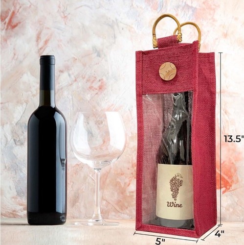 KHAKI Bamboo Burlap Wine Bag - Picture 4 of 6