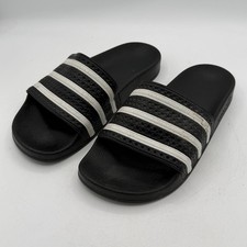 Adidas Adilette Slides Sandals Size 8 Black Great Condition Italy