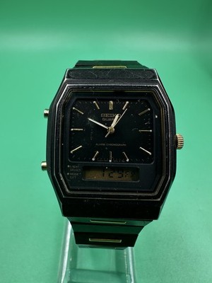 Vintage Seiko Analog Digital H601-5260 Alarm New Battery Black