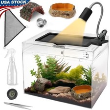Reptile Terrarium Starter Kit W/ Escape-Proof Lock Heating Lamp Accessories New