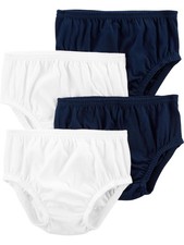 Baby Girls' 4-Pack Diaper Covers, Navy/White, 3-6 Months