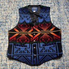 Vintage Pendleton High Grade Western Wear Multicolor Aztec Pattern Wool Vest L