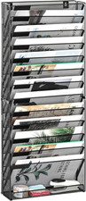 Wall File Holder 14 Tier Mesh Hanging Folder Organizer with Flat Tray Wall Mount