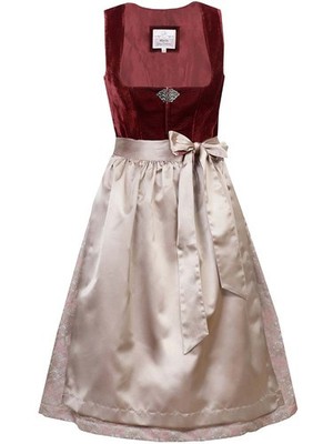 Dirndl Fenja 65er Länge rot MarJo Dirndl Samt rubinrot 