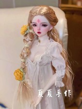 1/4 1/3 Braided Curly Hair with Floral Design High Temperature Fiber Wig For BJD
