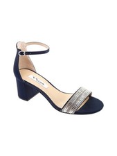 NINA Womens Navy Elenora Round Toe Buckle Leather Dress Sandals 6.5 M