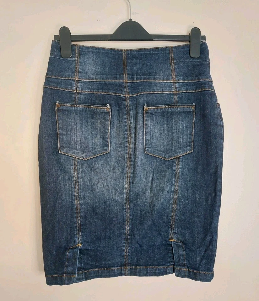 Zara Woman Highwaist Detailed Pencil Jeans Denim Skirt Blue USA 6 EUR 33 UK 1O - Image 2 of 4