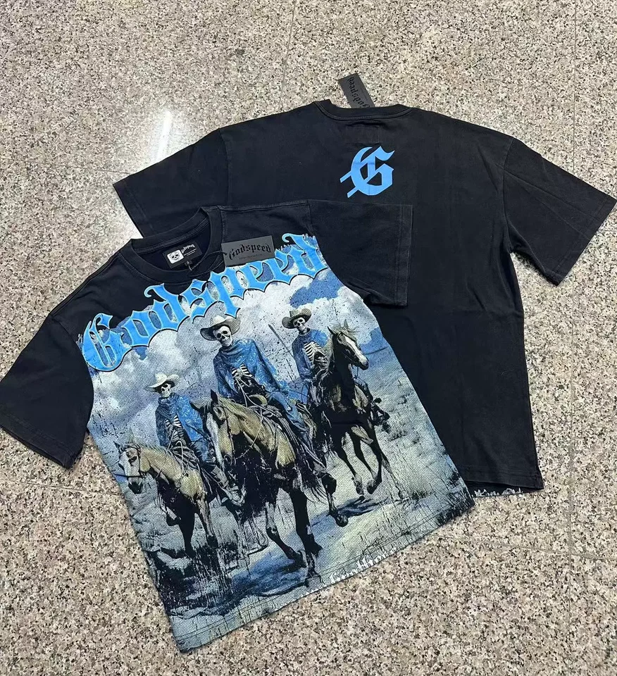 Godspeed short-sleeved heavy high street pure cotton printed round neck T-shirt8 - Image 2 of 4