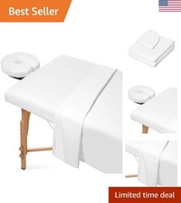 3-Piece Microfiber Massage Table Sheet Set - Facial Bed Cover - Includes Fla...