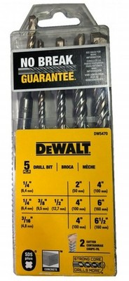 DEWALT DW5470 5-Piece Rock Carbide SDS Plus Hammer Bit Set