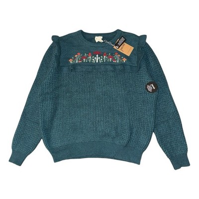 Joanie Jumper Womens 2XL Green Ness Mushroom Knit Sweater Hippie Boho Cottage