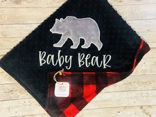 Baby Gift Minky Baby Blanket Featuring An Adorable Bear Baby Bear Blanket