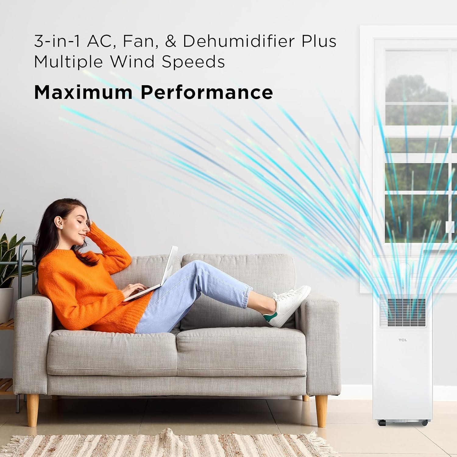 TCL H5P44W Smart Portable Air Conditioner 5,000 BTU Fan + Dehumidifier Excellent