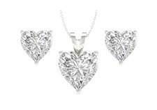Pendant Earrings Chain Jewellery Set 925 Sterling Silver Zircon Timeless Heart S