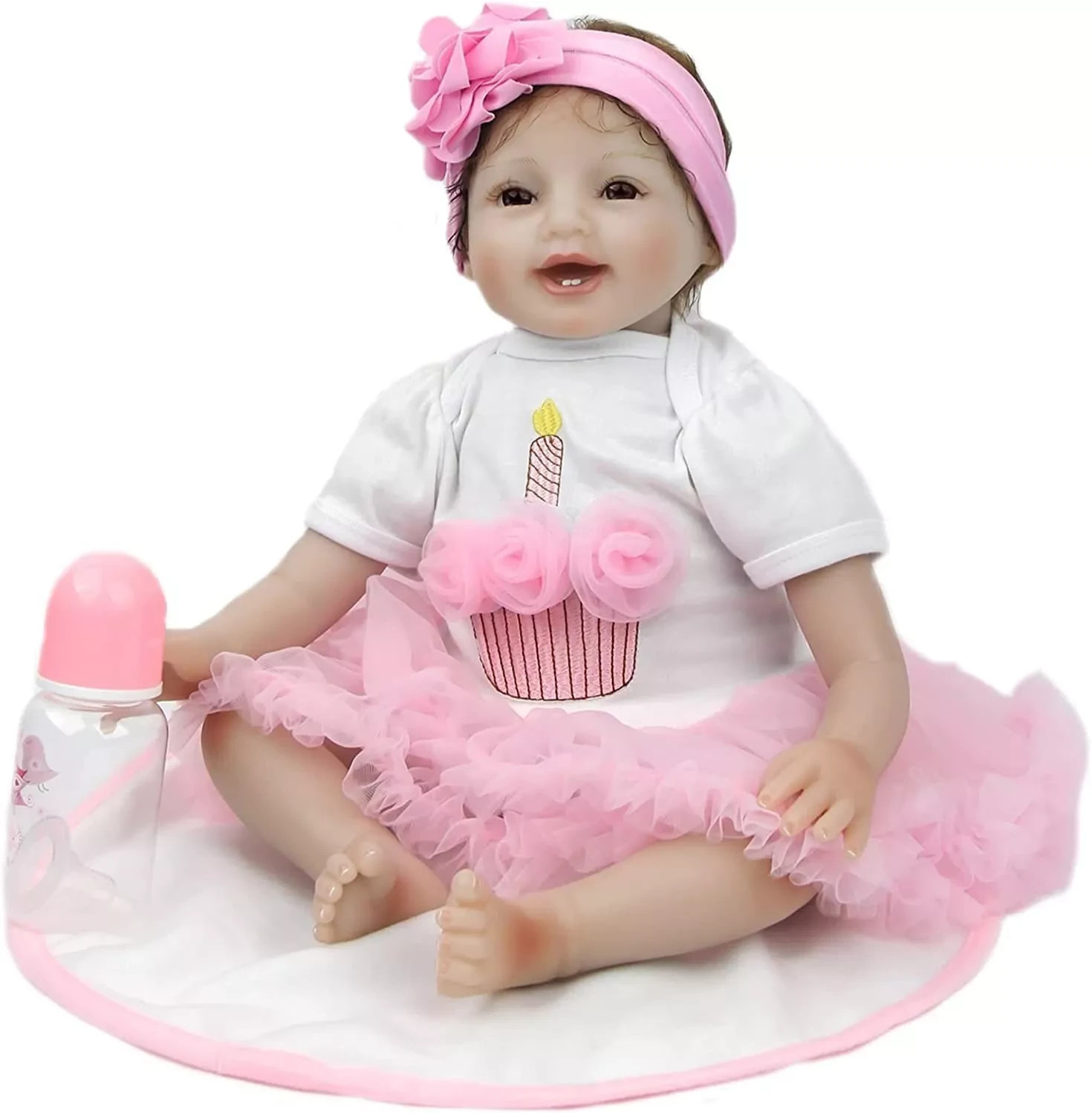 Reborn Baby Doll Clothes for 17-22 Inch Newborn Baby Doll Crown Pattern SkirtSet