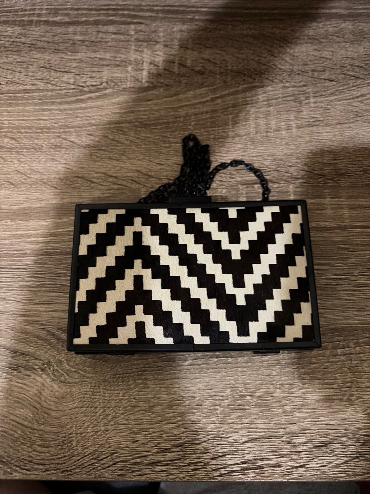 ZARA Geometric Patterned Leather Statement Clutch - image 4