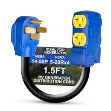 50 Amp to 20 Amp 110V RV Distribution Adapter, NEMA 14 14-50P to 4 X 5-20R/15R