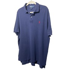 Polo Ralph Lauren Navy Blue Cotton Pique Short Sleeve Polo Shirt Red Pony Sz XL