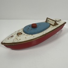 Sutcliffe Racer 1 Mk 3 Tinplate Clockwork Speedboat Red White inc. Key Working