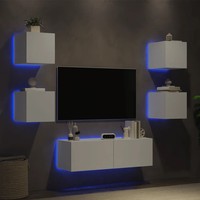 Tv-Wohnwand 5-Teilig Mit Led-Beleuchtung In Weiß FüR Wohnzimmer