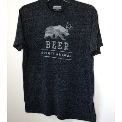 State of Mine ''Beer Spirit Animal'' Gray Heathered T-Shirt Size L