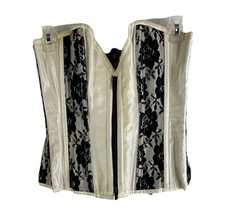 Vintage Y2K Womens Small Lace Up Zip Corset Top Goth Vamp Whimsigoth