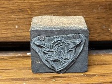 Vintage Letterpress Printing Wood Block - Eagle Under Horseshoe Holding Arrows