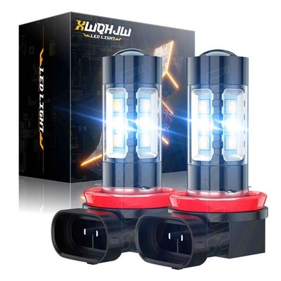 H11 Xenon 6000k Super  Clear Halogen 55W 12V  LED  Fog Lamp Light Bulb Pair