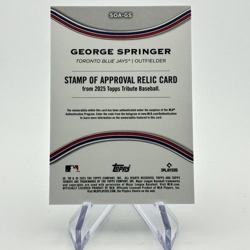 George Springer MEM Stamp of Approval Relic /75 2025 Topps Tribute #20 - Picture 2 of 2