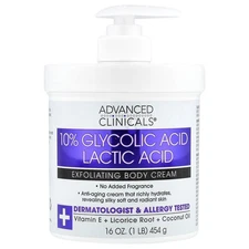 10% Glycolic Acid, Lactic Acid, Exfoliating Body Cream, 16 oz (454 g)