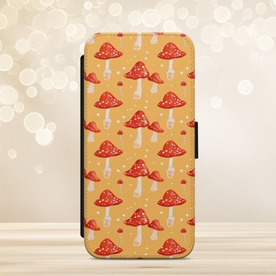 Pilz Muster Gelb Handyhülle iPhone Samsung Google Pixel Flip Wallet Cover