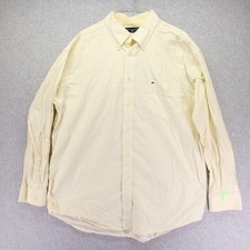 Tommy Hilfiger Shirt Mens XL Casual Pocket Button Up Yellow Striped Long Sleeve