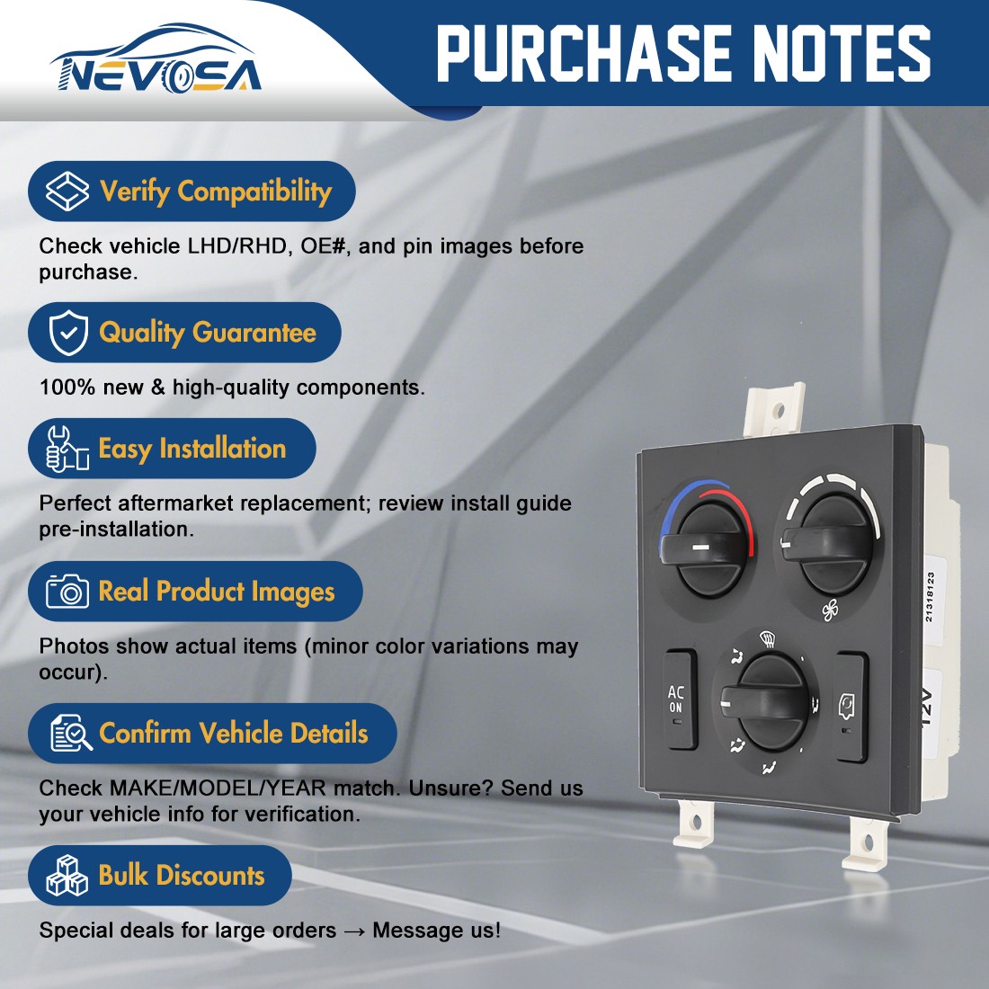 A/C Climate Control Unit 12V For Volvo Truck VNL 2003-2024