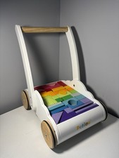 Le Toy Van Petilou Wooden Walker Trolly Push Along Educational Rainbow Cloud
