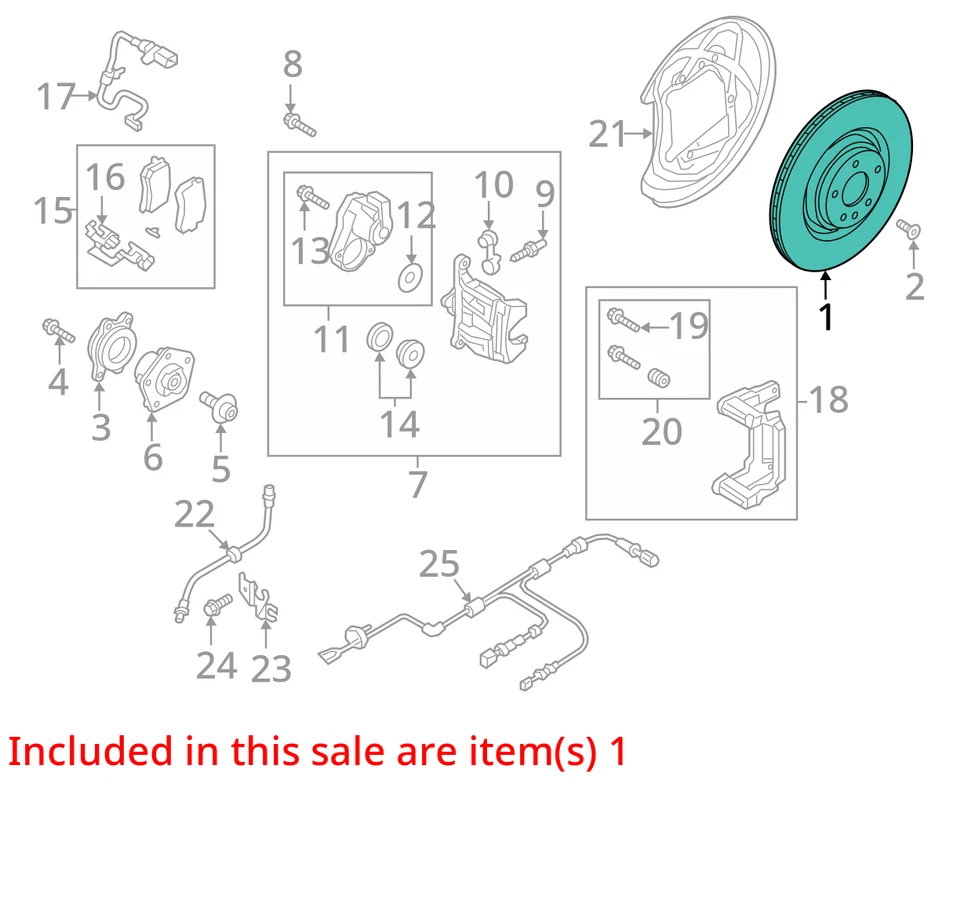 Комплект задних левых и правых тормозных дисков с ротором 2018-2024 Audi RS5 F5 2 72 тыс. миль от оригинального производителя - Изображение 3 из 4